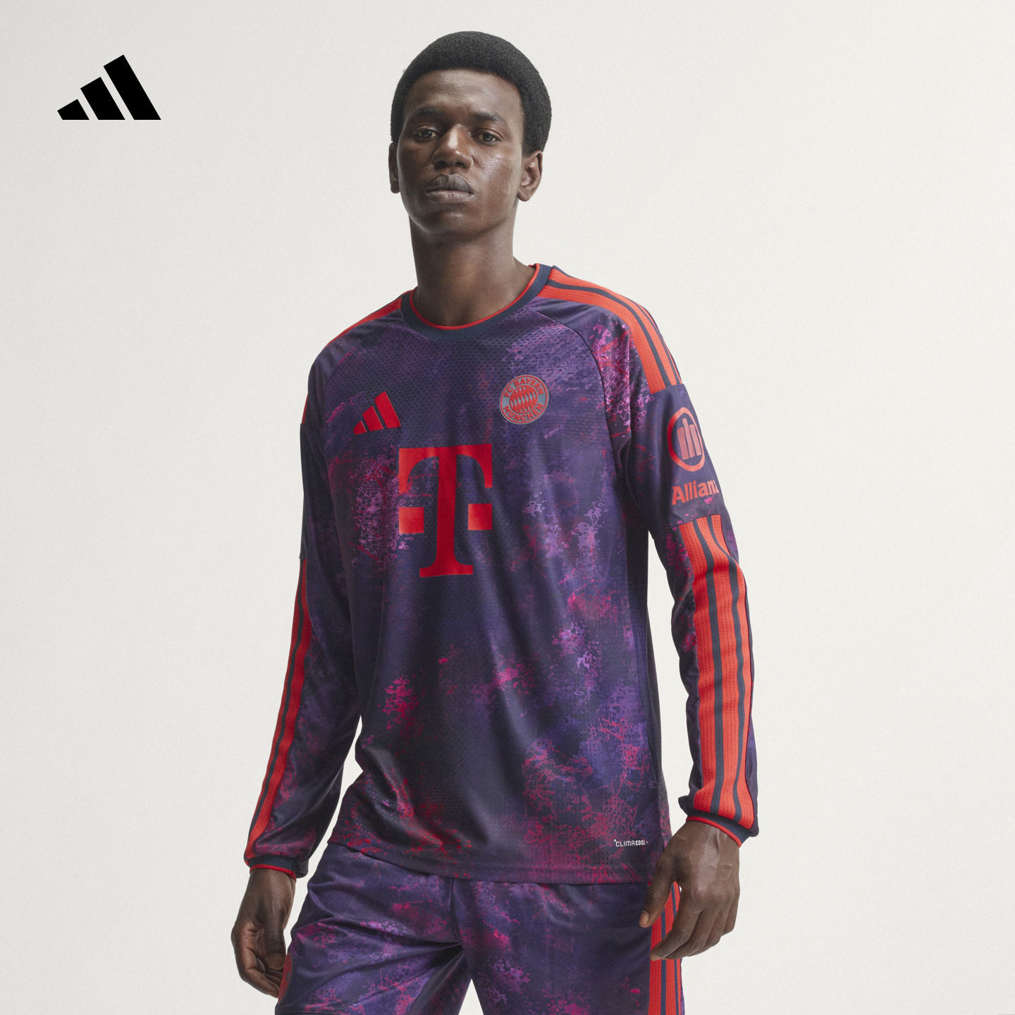 拜仁慕尼黑第二客场球员版足球速干长袖球衣男装adidas阿迪达斯图片