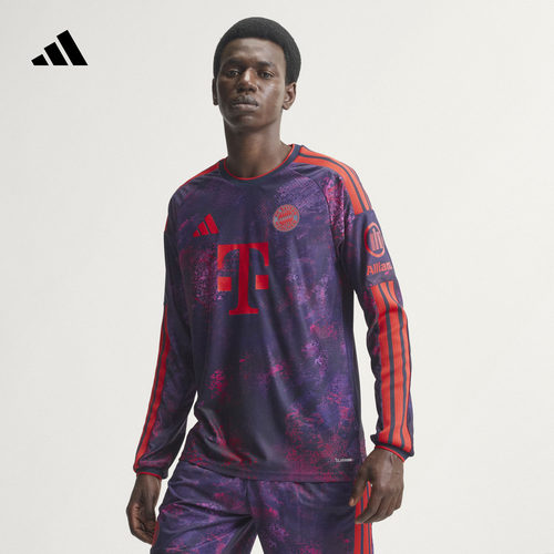 拜仁慕尼黑第二客场球员版足球速干长袖球衣男装adidas阿迪达斯
