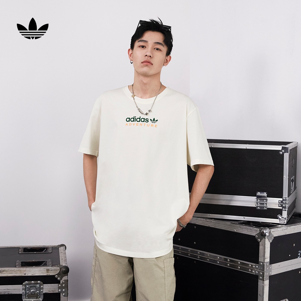 adidas阿迪达斯官方三叶草男装宽松印花纯棉运动上衣圆领短袖T恤