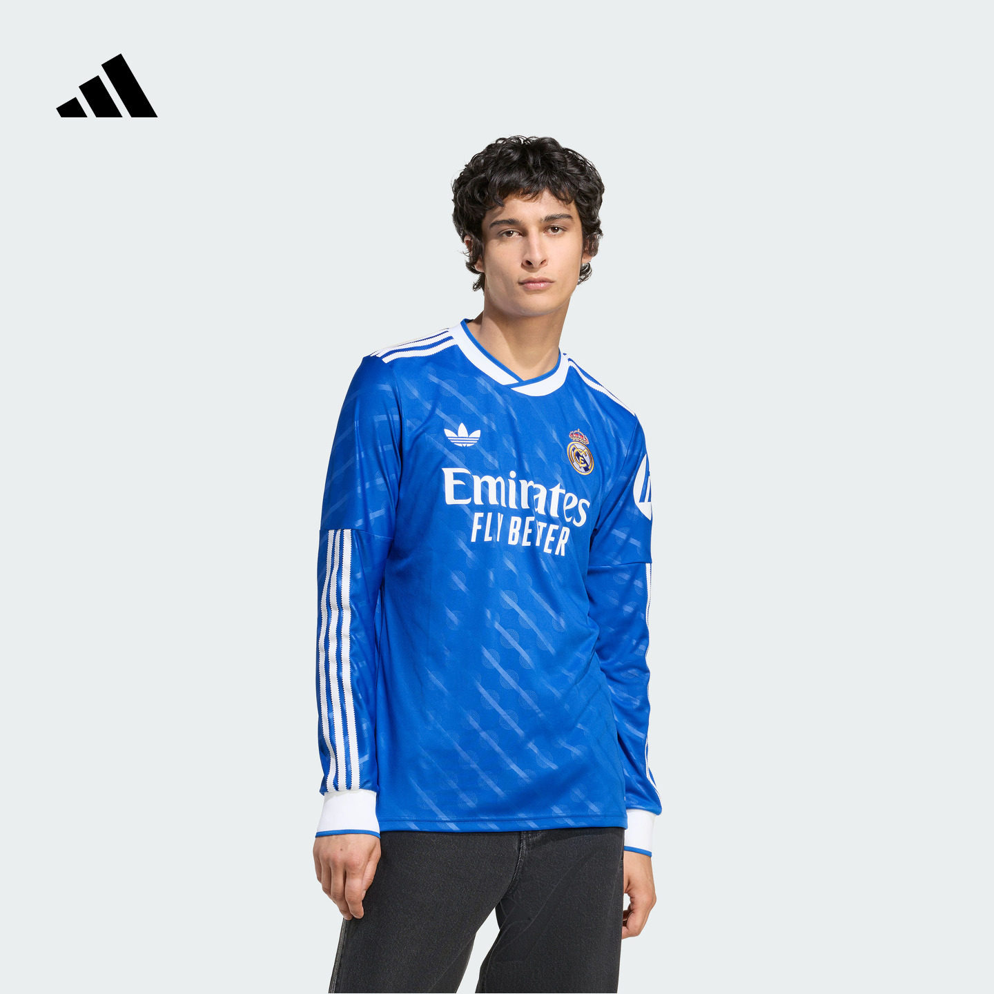 皇家马德里球迷版第二客场速干足球长袖球衣印号 adidas阿迪达斯