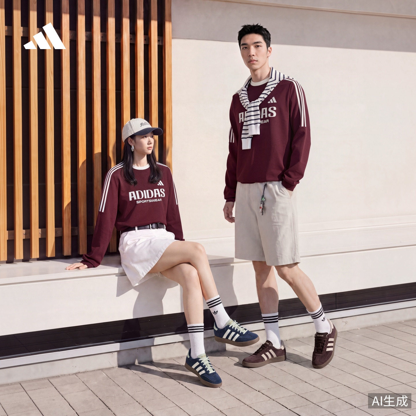 休闲宽松舒适运动圆领长袖T恤上衣男女秋季adidas阿迪达斯轻运动