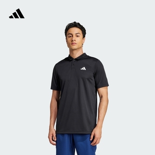 新款 速干网球运动翻领短袖 夏季 POLO衫 adidas阿迪达斯官方 男装
