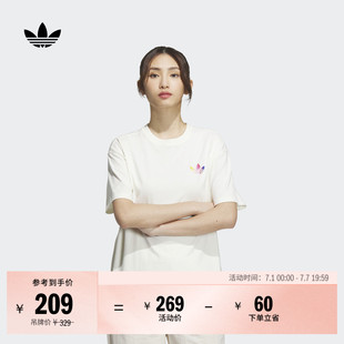 简约纯棉运动上衣圆领短袖T恤女装夏季adidas阿迪达斯官方三叶草