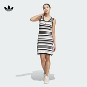 撞色条纹针织运动背心连衣裙女装 修身 adidas阿迪达斯三叶草 夏季