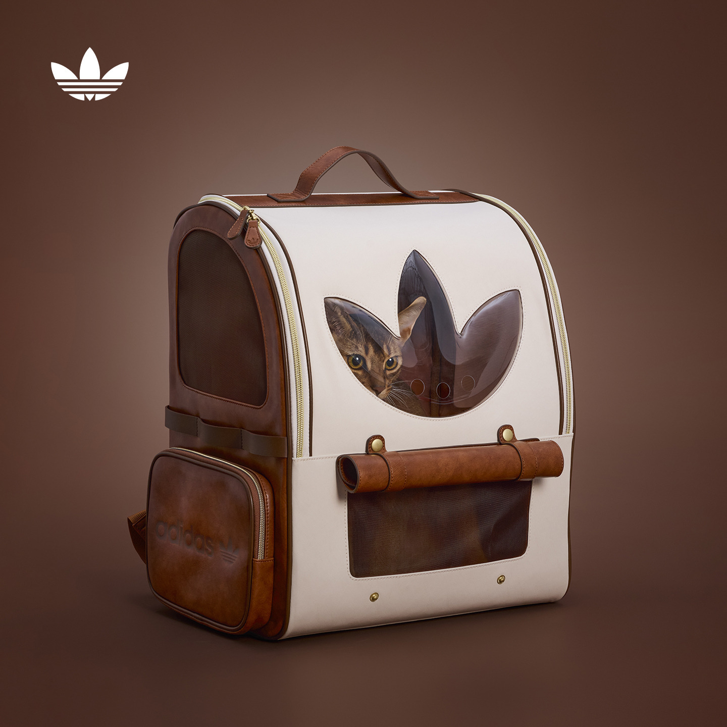 阿迪达斯三叶草大容量宠物双肩包