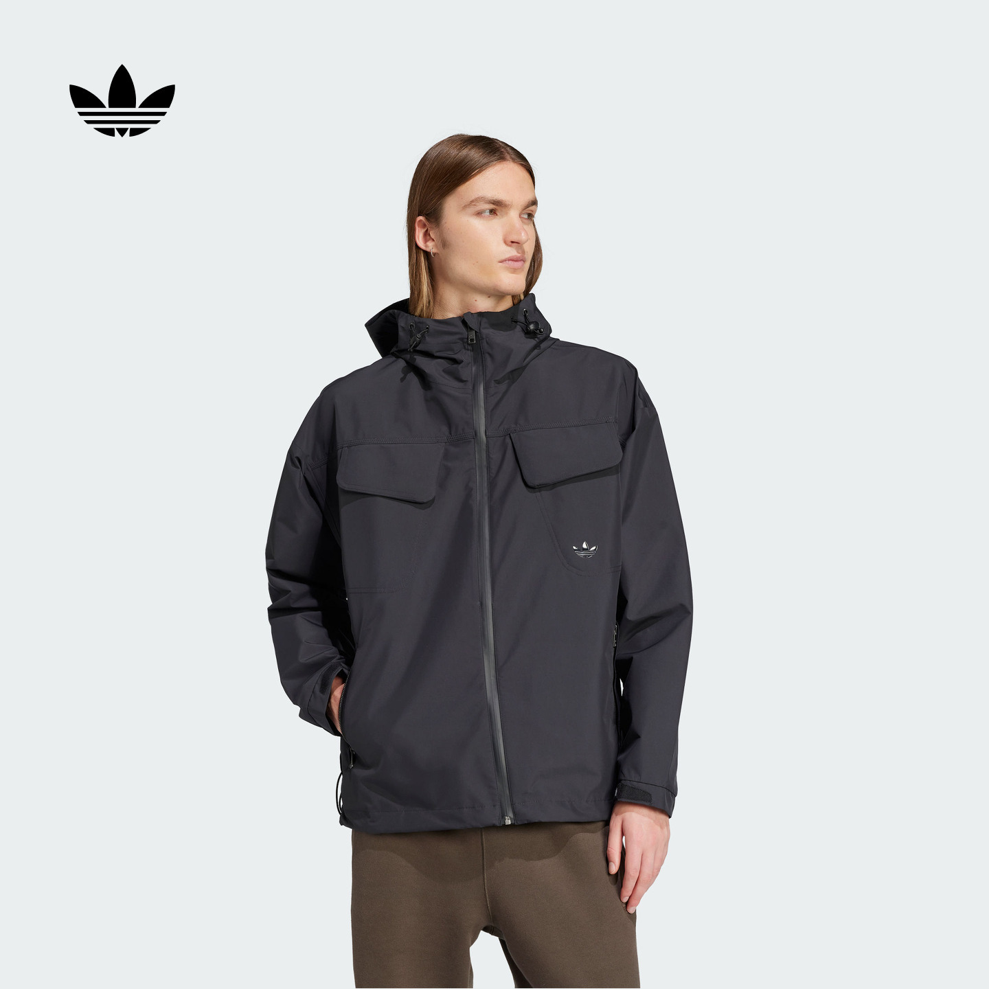 阿迪达斯三叶草男宽松连帽外套