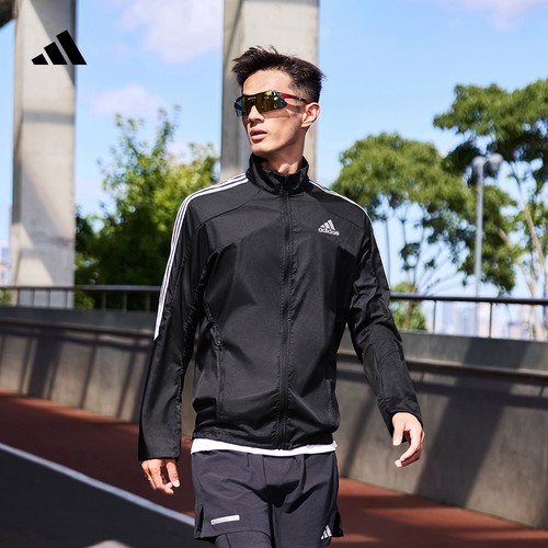 阿迪达斯男跑步运动立领夹克外套
