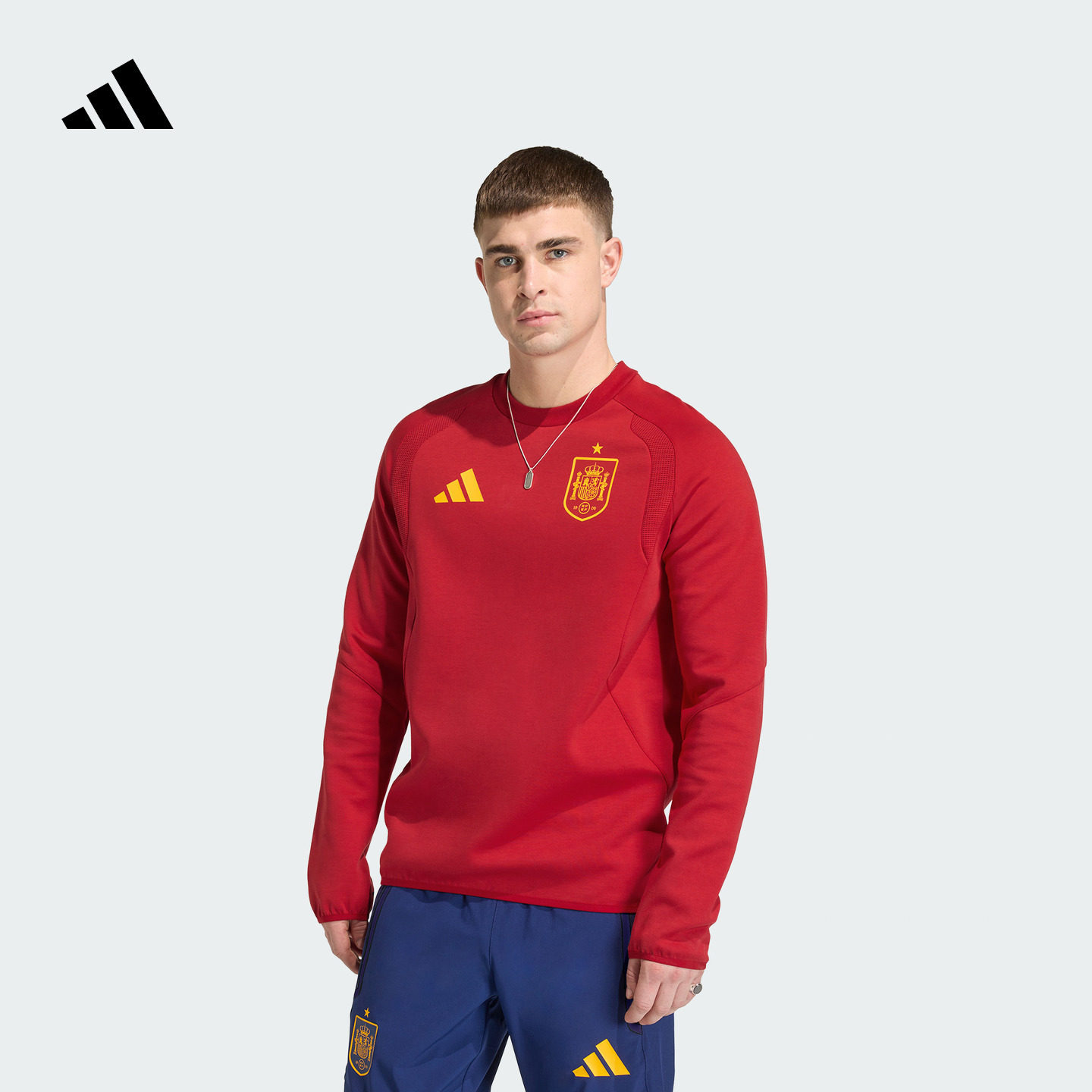 西班牙队足球休闲文化圆领卫衣男装秋冬adidas阿迪达斯官方