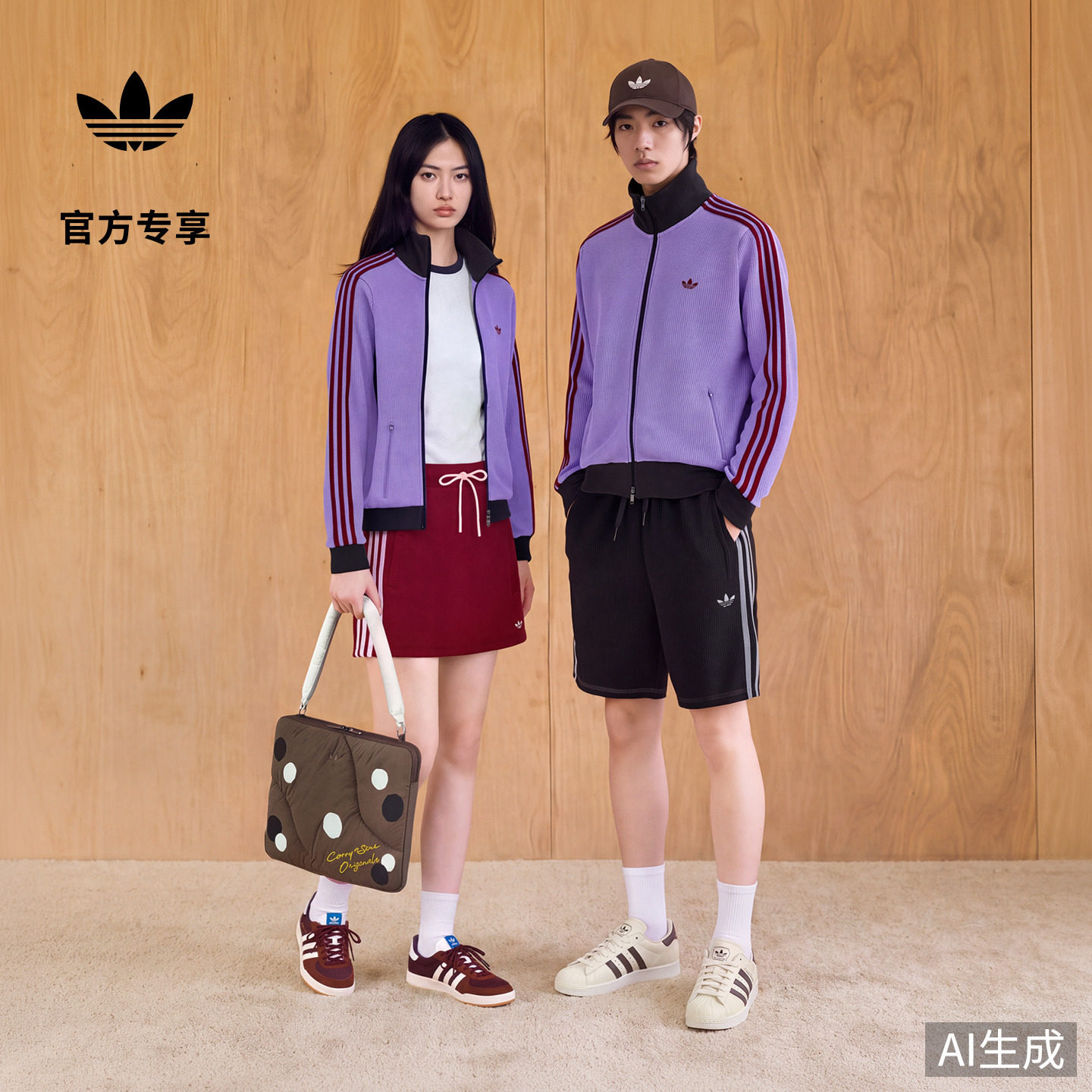 复古松弛感休闲针织运动外套卫衣男女秋季adidas阿迪达斯三叶草