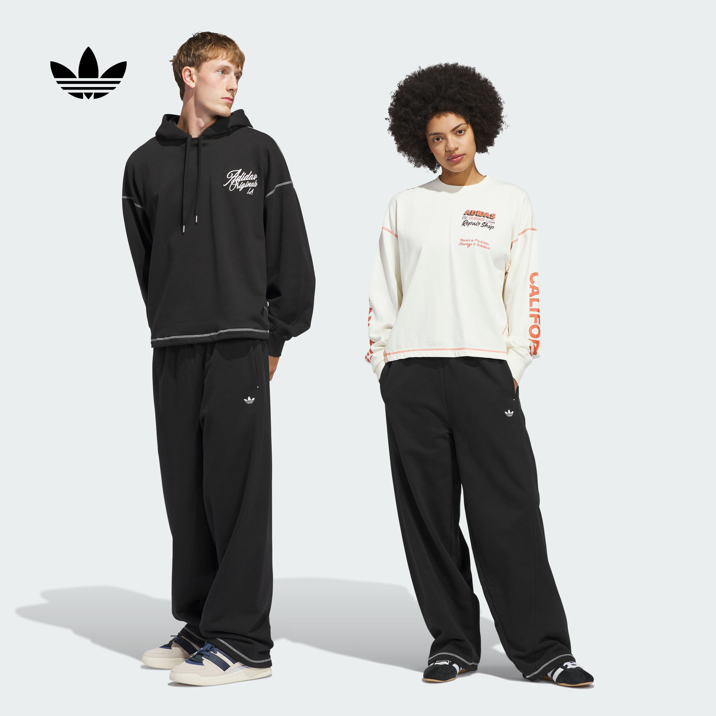 阿迪达斯三叶草男女运动裤