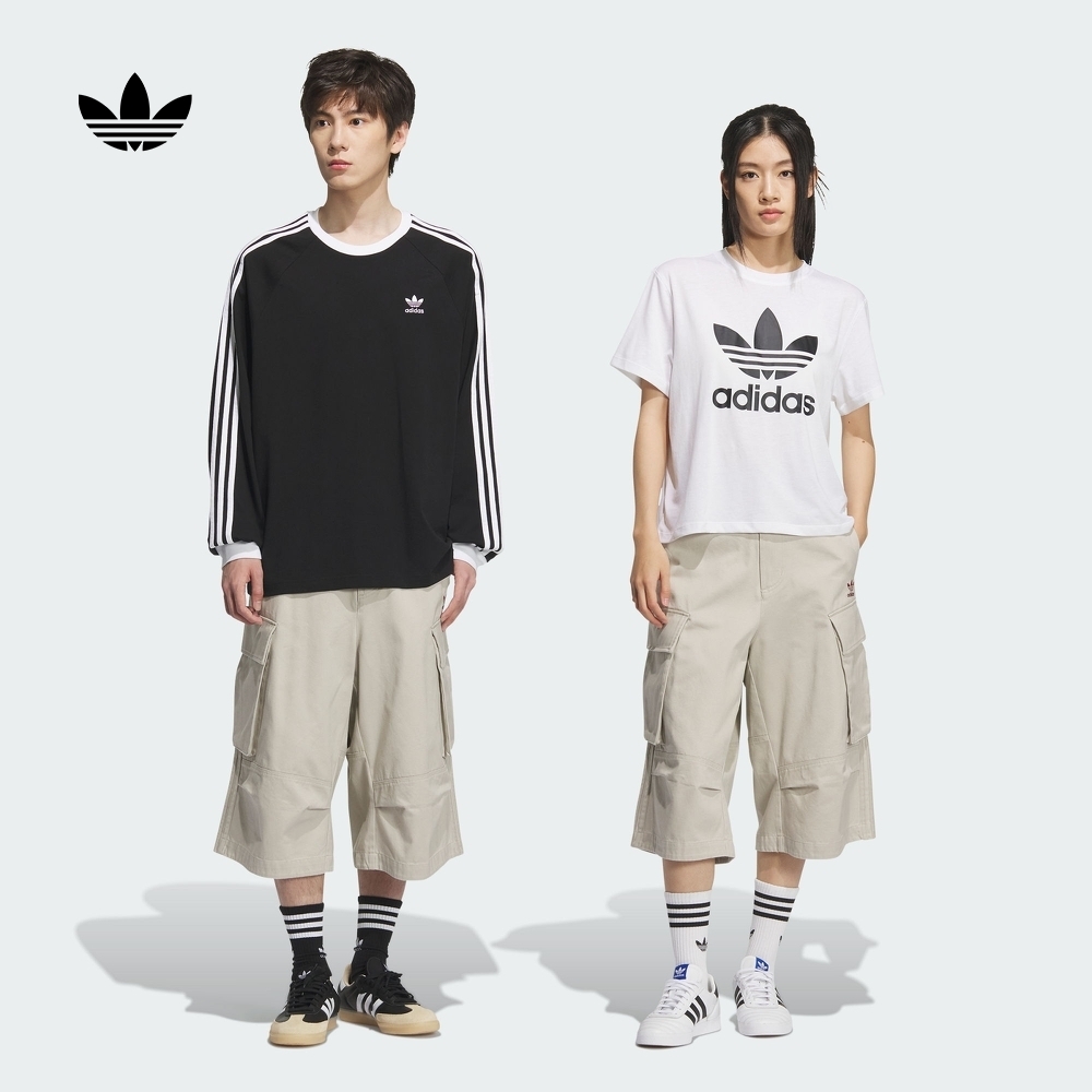 情侣款休闲工装风运动短裤男女夏季新款adidas阿迪达斯官方三叶草
