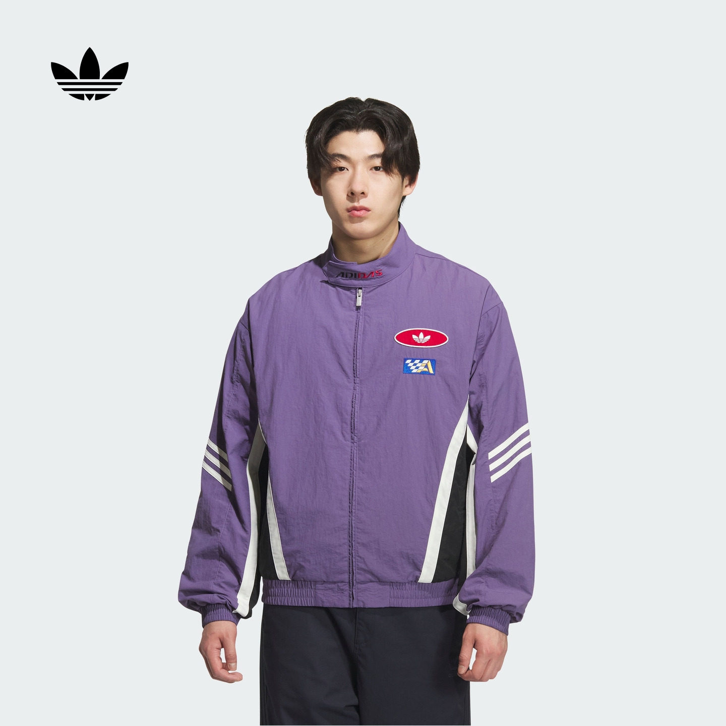 阿迪达斯三叶草男赛车风夹克外套