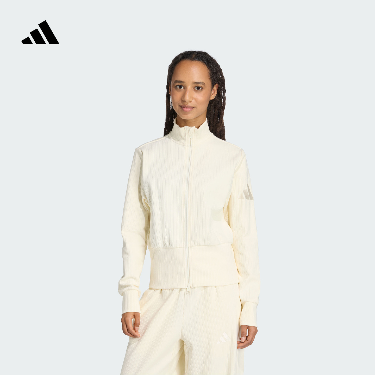 阿迪达斯女全开襟立领夹克外套