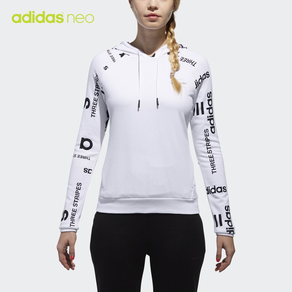 阿迪达斯 adidas neo 女子 套头衫 白 CV9227