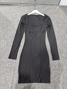 小脏 弹力连衣裙女款 或者抽丝 长袖 清仓微瑕疵H家原单方领薄款