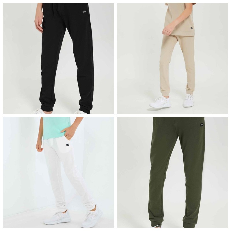 5H1 外贸儿童棉毛圈运动裤 春秋季8-14岁男女童纯色束脚卫裤长裤