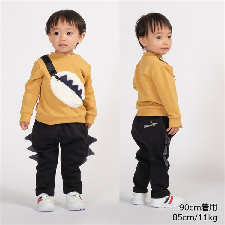 7A3 日单儿童不倒绒恐龙卫裤 秋冬1-8岁加厚男女童松紧腰休闲裤