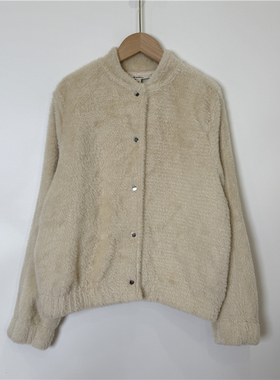 3B1 荷兰Garc女士水貂绒按扣外套 秋冬女装纯色长袖立领毛毛衣