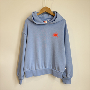 16岁儿童套头上衣 春秋6 7B2 比利时AO76女童纯棉毛圈连帽卫衣