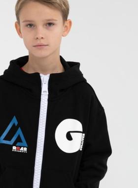 7A1 俄单GLV男童纯棉拉链外套 春秋134-170男宝字母印花连帽卫衣