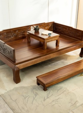 实木中式罗汉床禅床坐卧榻围子床罗汉榻炕床贵妃榻弥勒榻三围子床