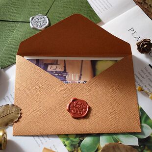 麻布信封信纸套装复古情书牛皮加厚手写信春节明信片火漆蜡印章