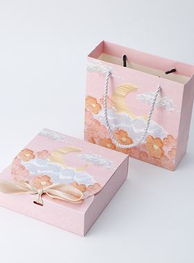 礼物盒油画风礼盒包装盒空盒子生日伴手高级感礼品盒圣诞节