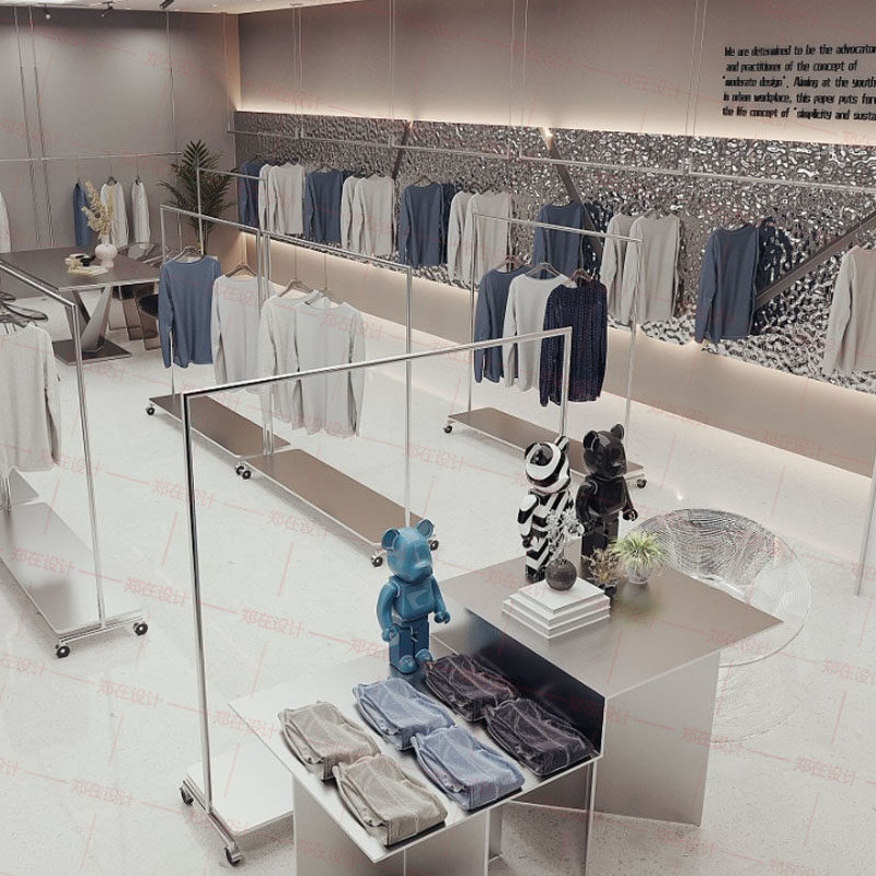 服装店展示陈列货架男装店铺装修样图/效果图销售