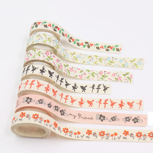 宝通diy发饰材料棉麻料舞女图案文艺diy蝴蝶结手工制造丝带织带