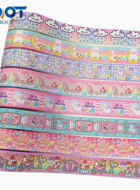 L-20716-687 十码25mm卡通丝带织带diy装饰罗纹带缎带涤纶蝴蝶结