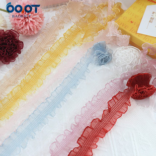 辅料头饰蝴蝶结 30mm弹力雪纱裙边织带双边雪纱弹力带花边松紧服装