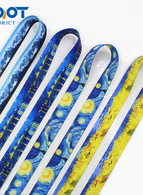 L-20805-779 20mm双面印油画手工DIY钥匙挂绳织带手机绳水壶带