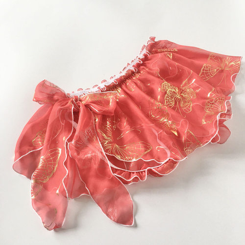 男款女款古风公子美人裤粉红性感后开档半透明内裤小裙子烫金蝴蝶