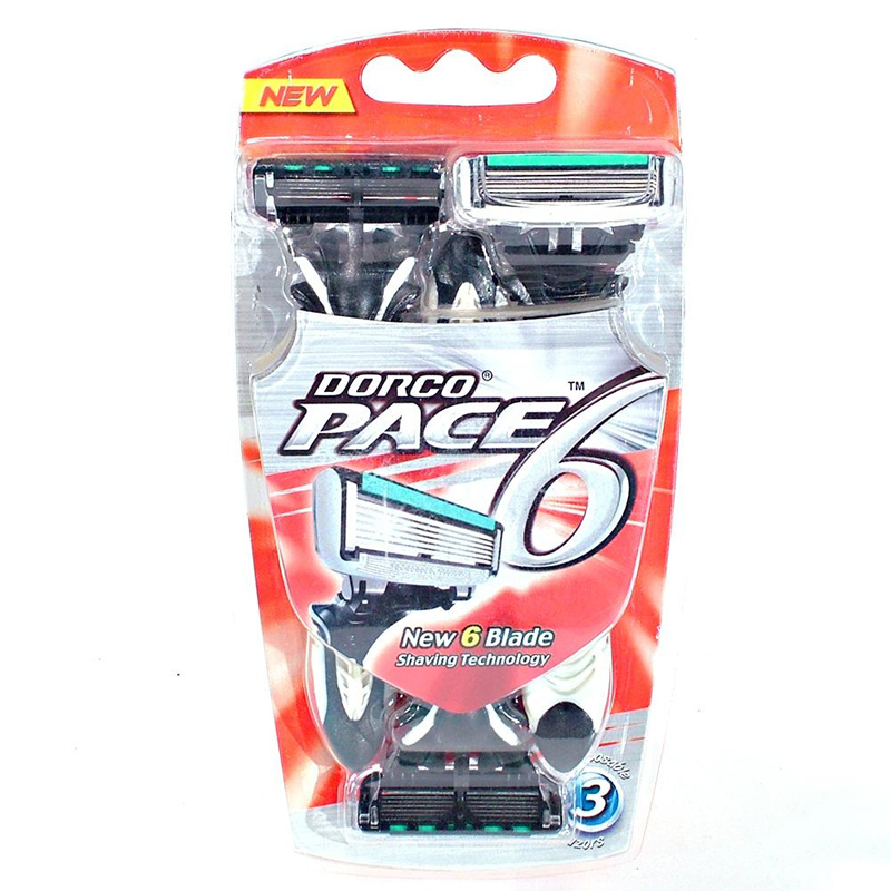 韩国刮胡刀DORCO多乐可男士轻便PACE6层手动剃须刀三件装刀片