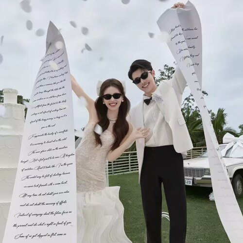 婚纱摄影外景旅拍道具超长结婚誓言背景布婚礼拍照结婚誓约书