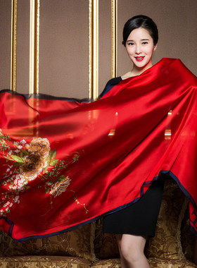 女士时尚风百搭披肩两用丝巾