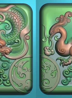 龙凤对牌 一对58325浮雕图 精雕图 灰度图 雕刻图 JDP/bmp  玉雕