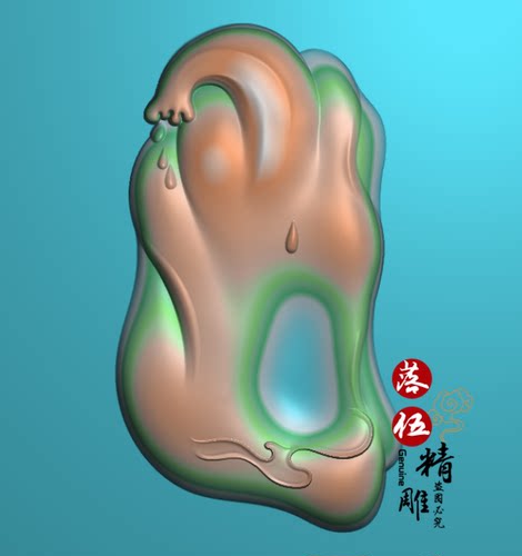 水浪随型底4437正面 抽象 精雕图 浮雕玉雕灰度图 电脑雕刻 JDP