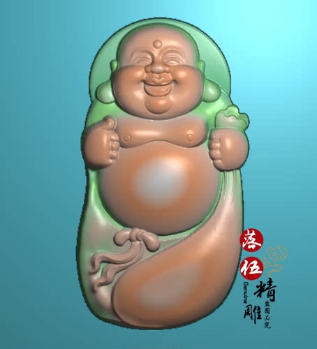 钱袋佛逍遥佛97747达摩罗汉挂件木雕精雕图浮雕玉雕灰度图JDPBMP