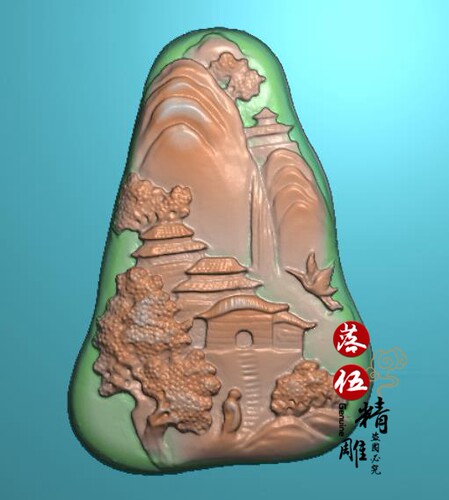 山水人家扫描12184小挂件金鱼木雕精雕图浮雕玉雕灰度图JDPBMP