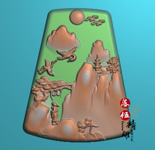 山水人物4699瑞兽兰花花件精雕图浮雕玉雕灰度图JDPBMP电脑雕刻图