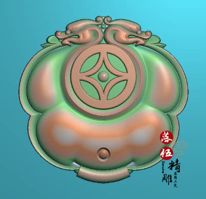 双龙牌头如意头6178精雕图灵芝 如意 灰度图 浮雕图四季 新款花件