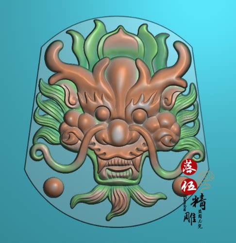 龙头3720浮雕图 精雕图 灰度图 雕刻图 挂件 JDP/bmp 玉雕仿古凤