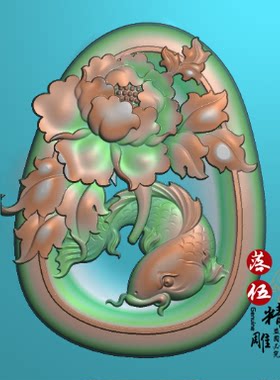 牡丹鱼0856新款 福牛献瑞牛气冲天牛运亨通 鲤鱼 年年有余 精雕图
