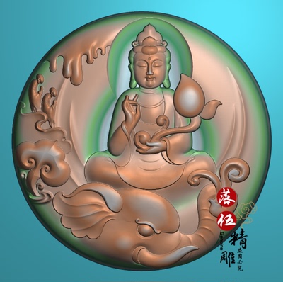 圆牌坐象普贤菩萨观音00239水滴形马上封侯生肖猴子马挂件精雕图