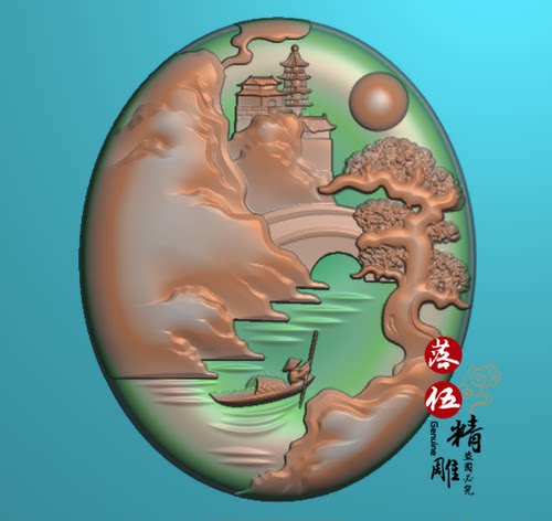 山水人家1929双面立体水壶手新款壶玉雕精雕图JDPBMP灰度图浮雕图