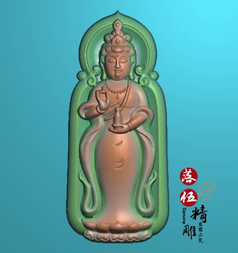 站观音00240护主守护神虚空藏菩萨精雕图浮雕玉雕灰度图JDPBMP