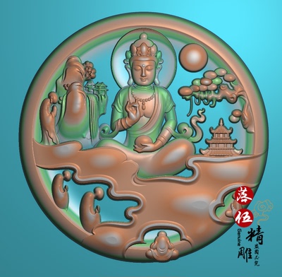 精雕图JDP圆牌佛魔火焰 一念之间 求佛悟道如来4716观音山水