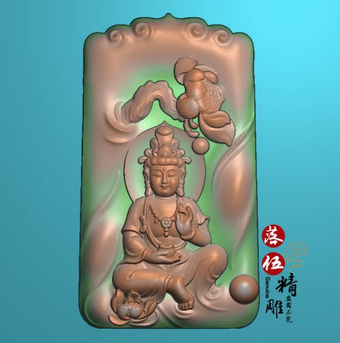莲花 观音60235布袋钱袋福袋小花件精雕图浮雕玉雕灰度图JDPBMP