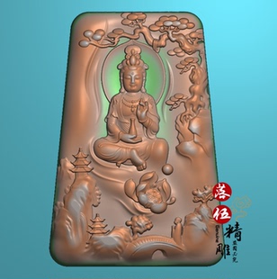 山水观音悟道71847浮雕图 精雕图 灰度图 扫描图 春夏秋冬 树净瓶